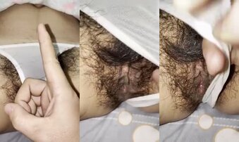 内裤遮不住浓密的阴毛