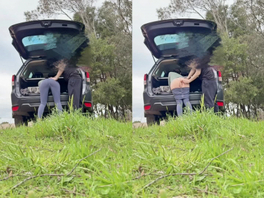 带着健身教练去野外车震