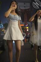 两逛街的小姐姐姨妈期，蓝色内内1