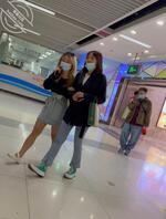 【裙底内裤】牛仔短裙粉色内裤1